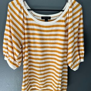 Ann Taylor LOFT Mustard and White Stripe Light Sweater